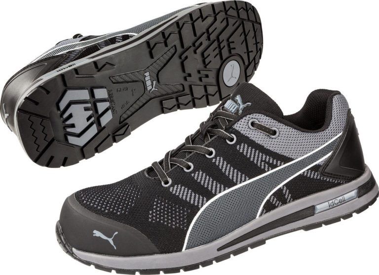 Chaussures de s&eacute;curit&eacute; Puma noires avec semelle ext&eacute;rieure crant&eacute;e